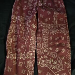 Red Paisley Print Pants